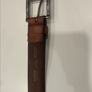 Danier Chestnut Leather Belt with Silver Buckle